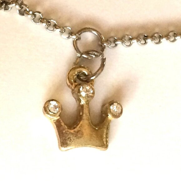Heart Lock Key Crown Charm Bracelet Anklet 6-8" Love Queen Tri Color Gold Plated - Picture 6 of 12